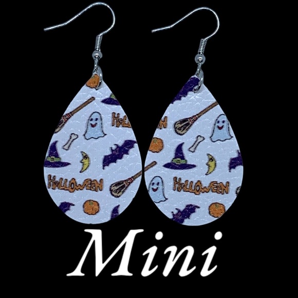Jewelry - Mini Faux Leather Teardrop Earrings Halloween